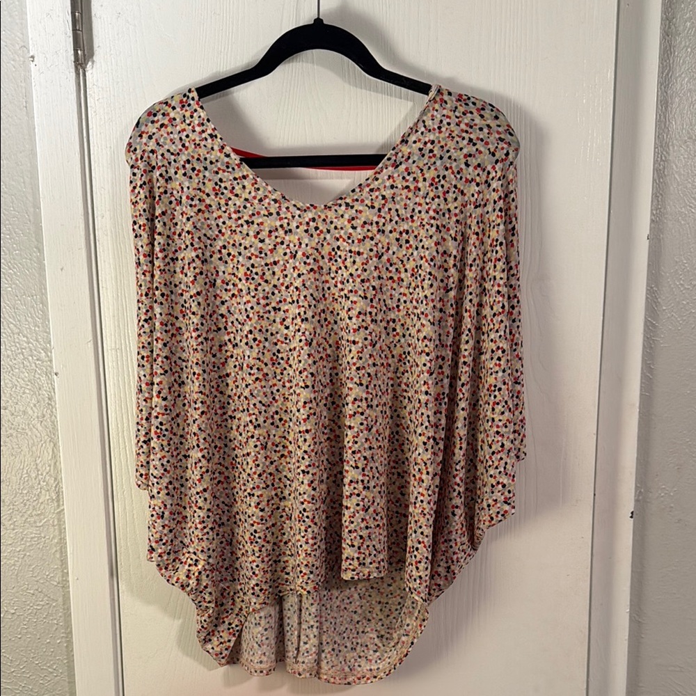 BCBG Tan Asymmetrical Blouse with Relaxed Fit